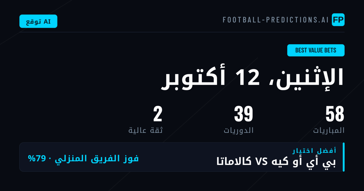أفضل اختيارات رهانات القيمة ليوم 12 أكتوبر 2026