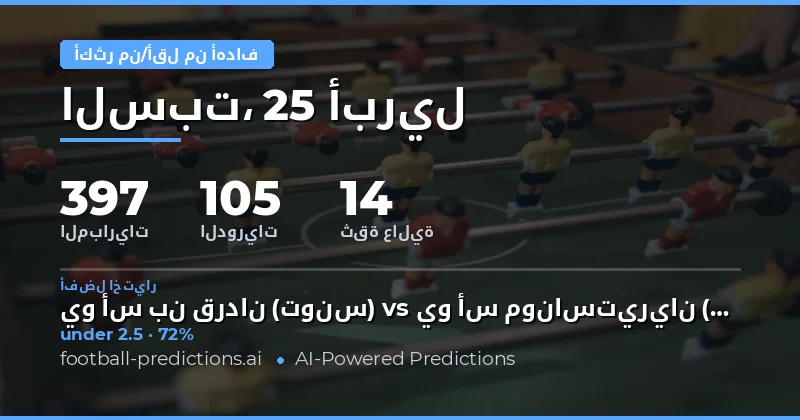 تحليل شامل لفرص تسجيل الأهداف في مباريات 25 أبريل 2026