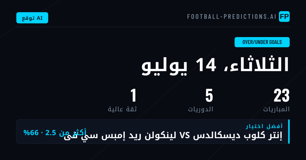 أفضل اختيارات O/U Goals ليوم 14 يوليو 2026