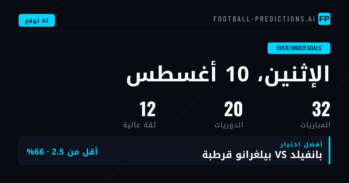 أفضل اختيارات O/U ليوم 10 أغسطس 2026
