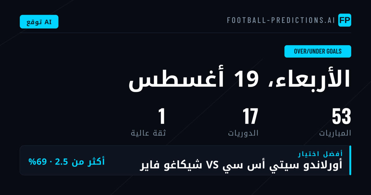 أبرز اختيارات O/U — 19 أغسطس 2026