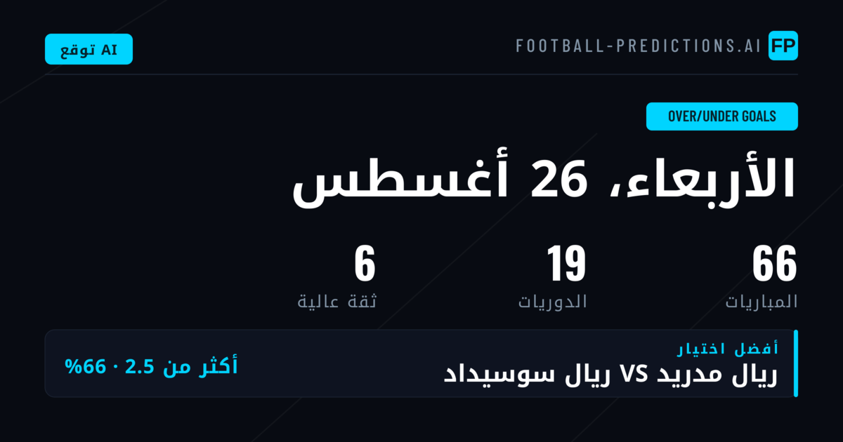 أفضل اختيارات O/U للجولة (26 أغسطس 2026)