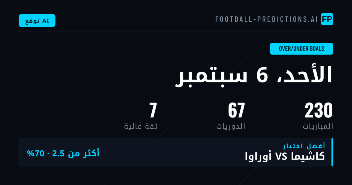 أفضل اختيارات O/U الأهداف ليوم 6 سبتمبر 2026