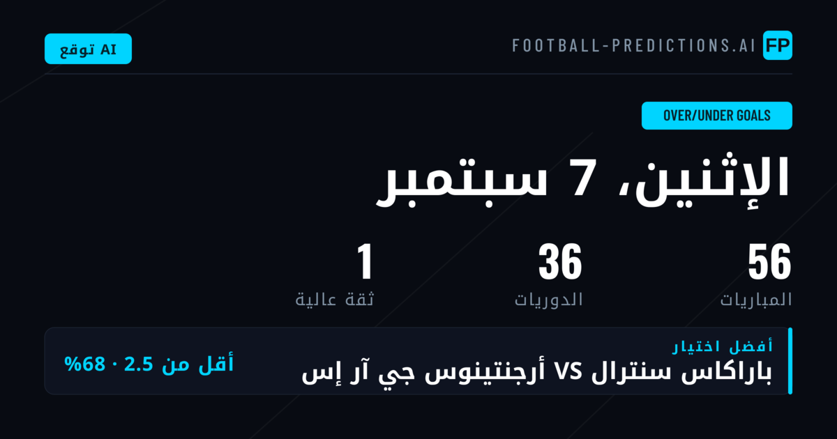 أفضل اختيارات O/U للجولة — 7 سبتمبر 2026