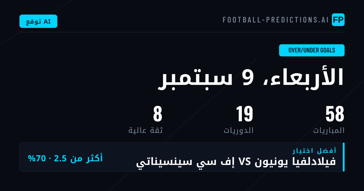 أفضل اختيارات O/U للجولة — 9 سبتمبر 2026