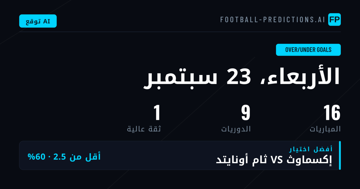 أفضل اختيارات O/U الأهداف ليوم 23 سبتمبر 2026