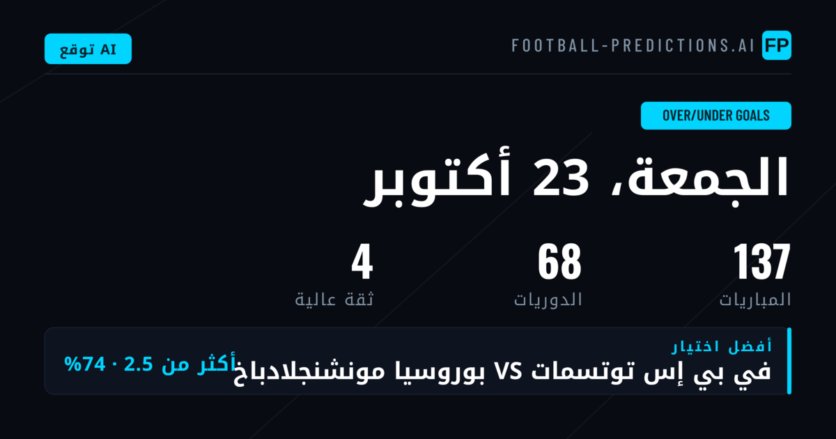أفضل اختيارات O/U بتاريخ 23 أكتوبر 2026