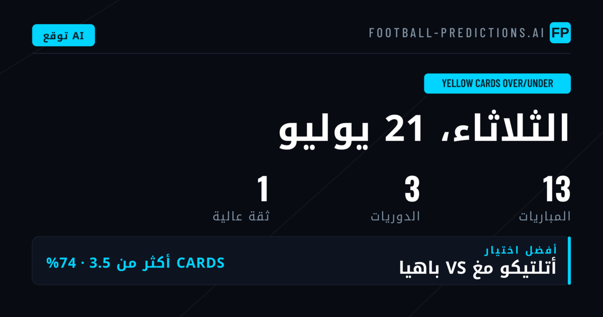 أفضل اختيارات بطاقات O/U ليوم 21 يوليو 2026