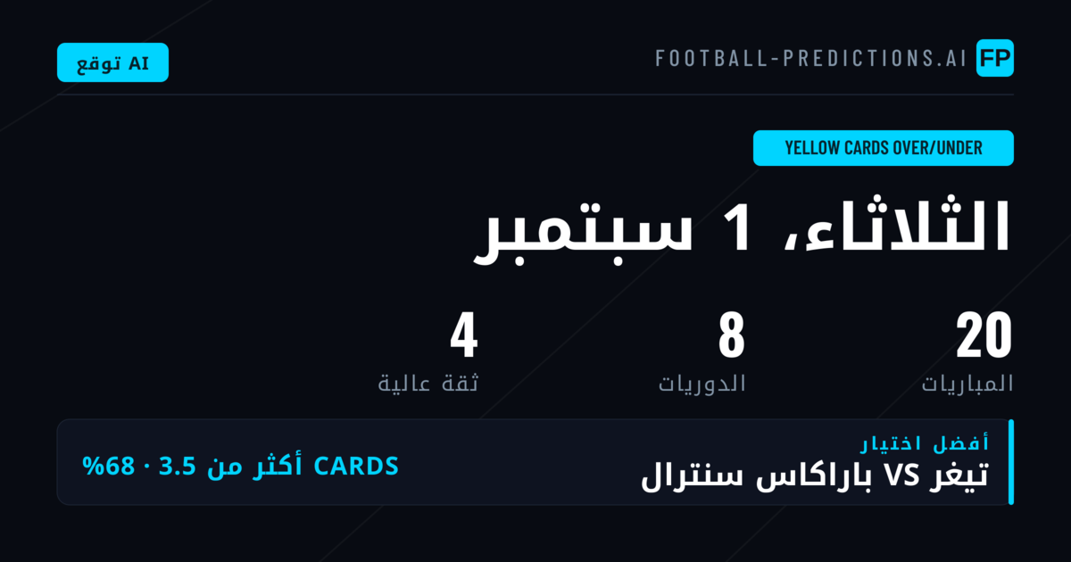 أفضل اختيارات O/U بطاقات صفراء