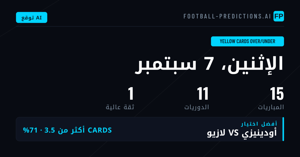 أفضل اختيارات بطاقات O/U ليوم 7 سبتمبر 2026