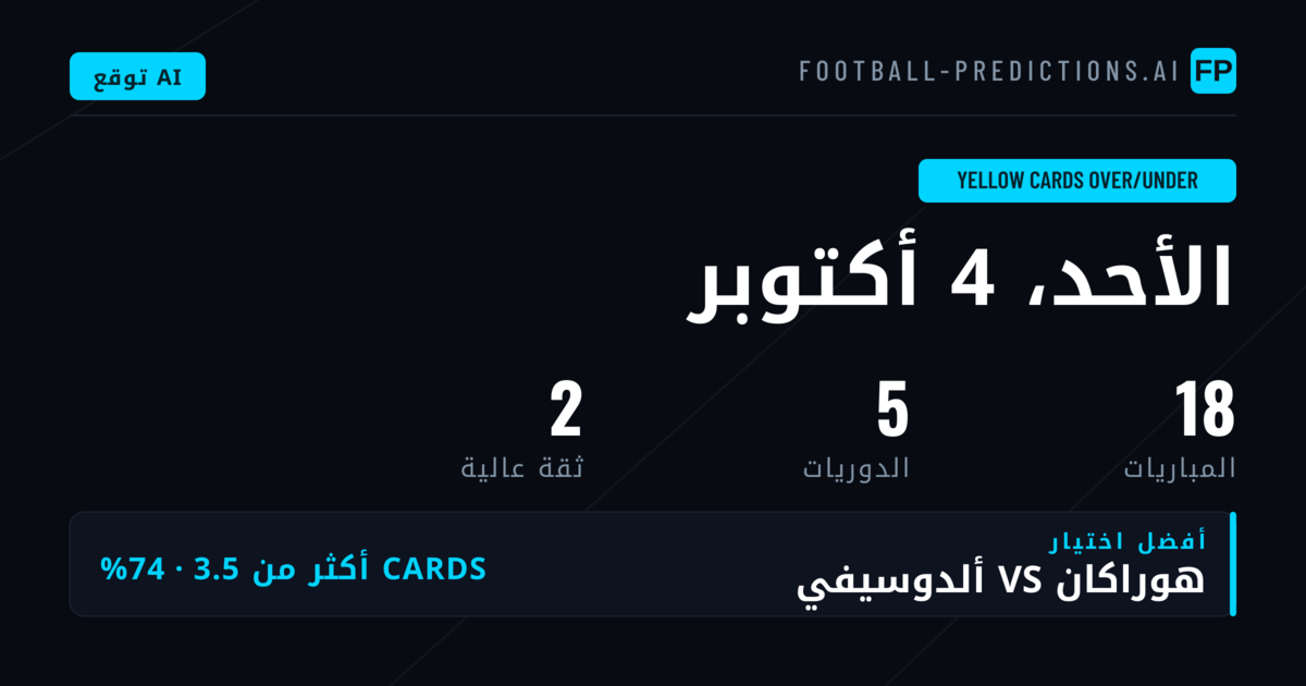أهم اختيارات البطاقات O/U ليوم 4 أكتوبر 2026