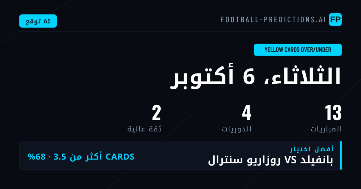 أفضل اختيارات بطاقات الصفراء O/U ليوم 6 أكتوبر 2026