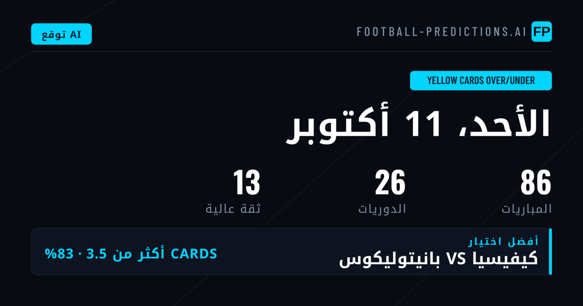 أفضل اختيارات بطاقات صفراء O/U ليوم 11 أكتوبر 2026