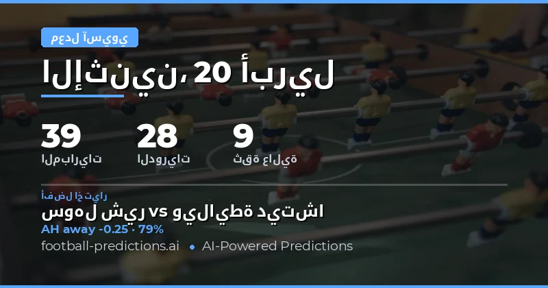 تحليل السوق الرياضي لليوم 20 أبريل 2026