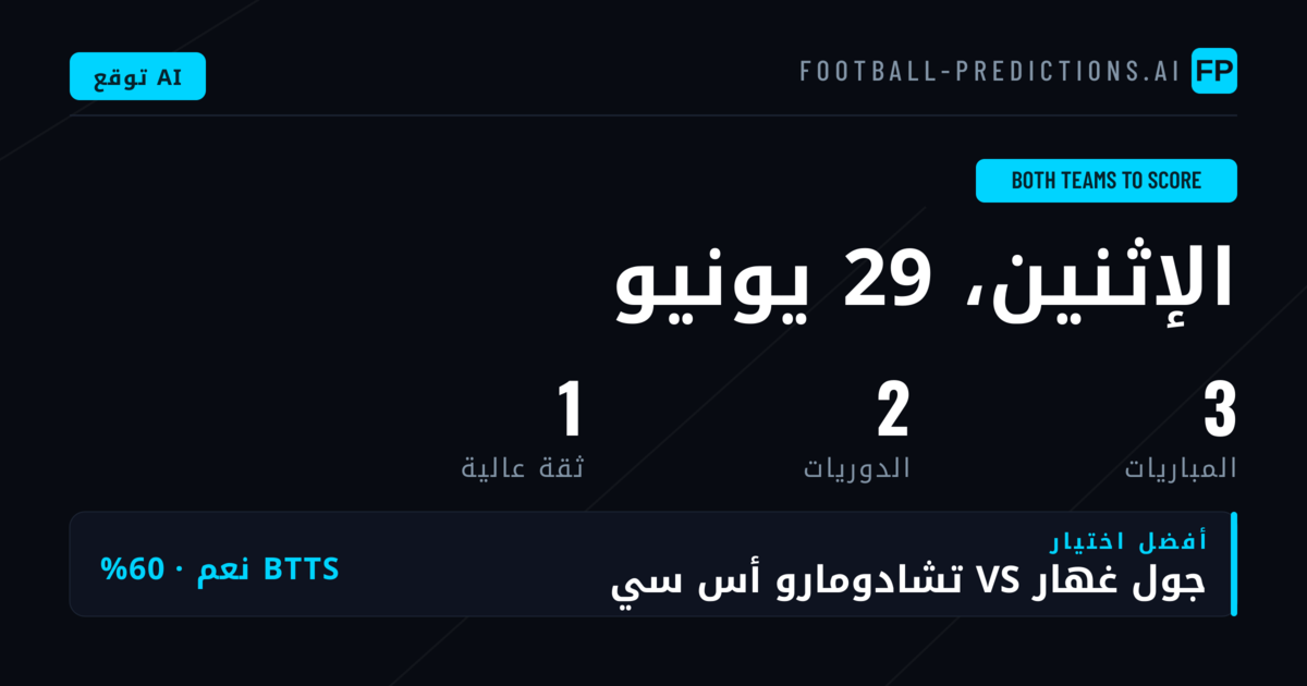 أفضل اختيارات BTTS ليوم 29 يونيو 2026
