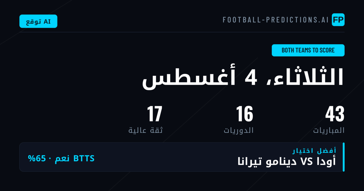 أفضل اختيارات BTTS ليوم 4 أغسطس 2026