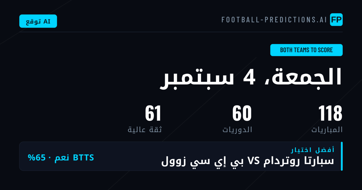 أفضل اختيارات BTTS ليوم 4 سبتمبر 2026