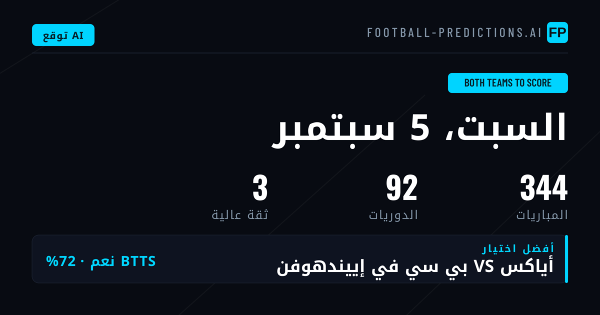 أفضل اختيارات BTTS ليوم 5 سبتمبر 2026