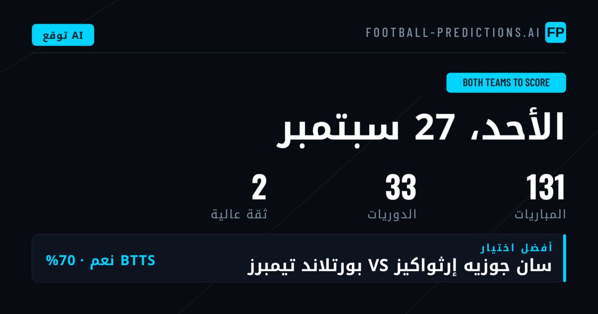 مشهد مراهنات BTTS اليوم: 72 مباراة تنتظر التسجيل من الطرفين