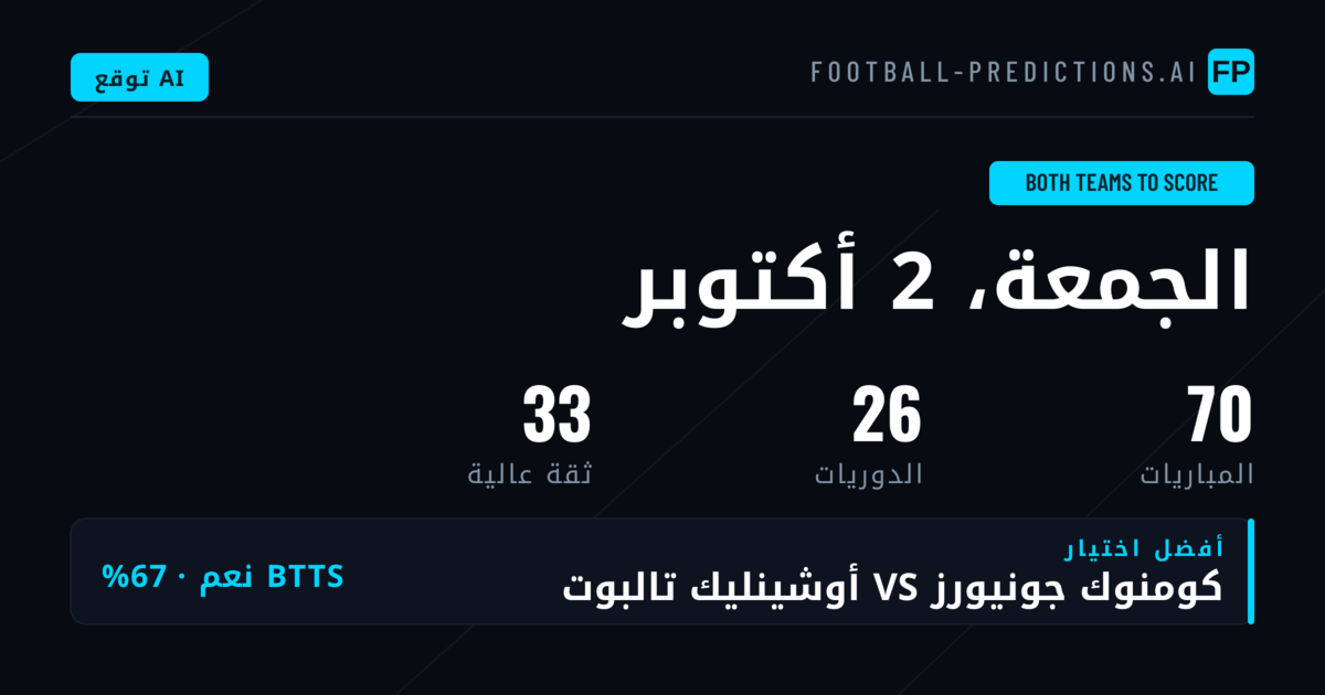 أفضل اختيارات BTTS ليوم 2 أكتوبر 2026