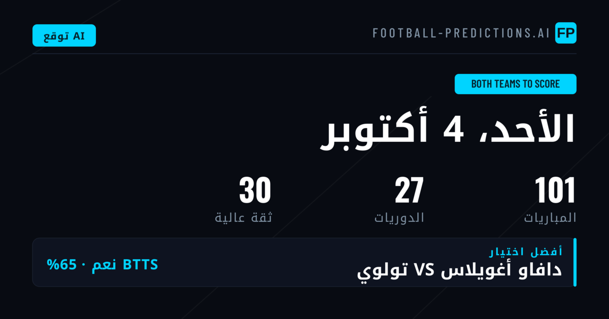 أفضل اختيارات BTTS ليوم 4 أكتوبر 2026