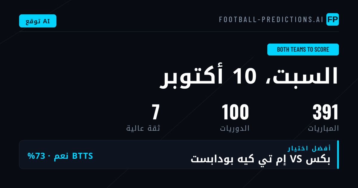 أفضل اختيارات BTTS ليوم 10 أكتوبر 2026
