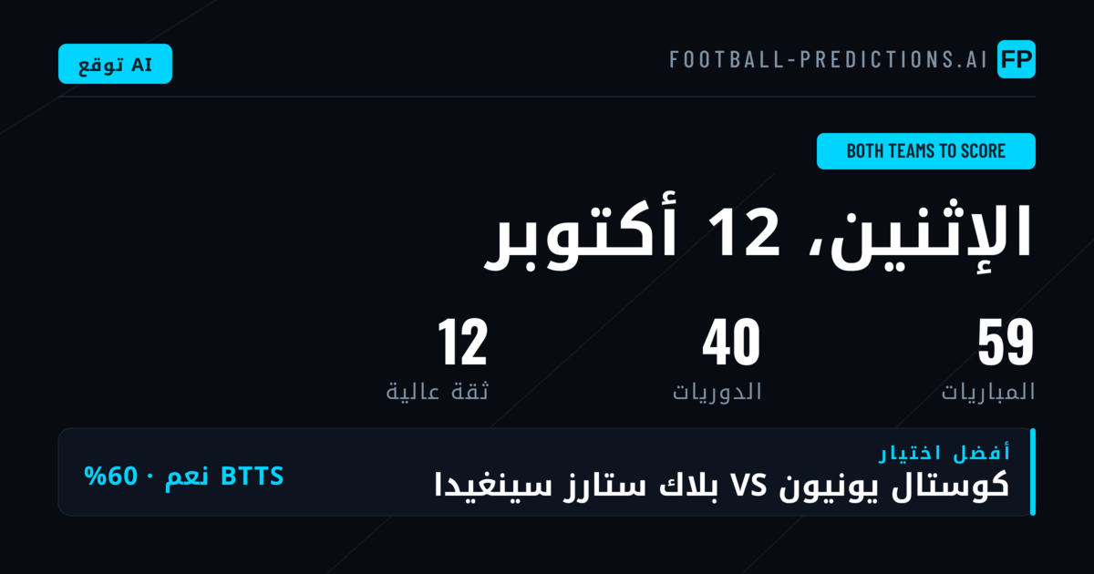 أفضل اختيارات BTTS ليوم 12 أكتوبر 2026