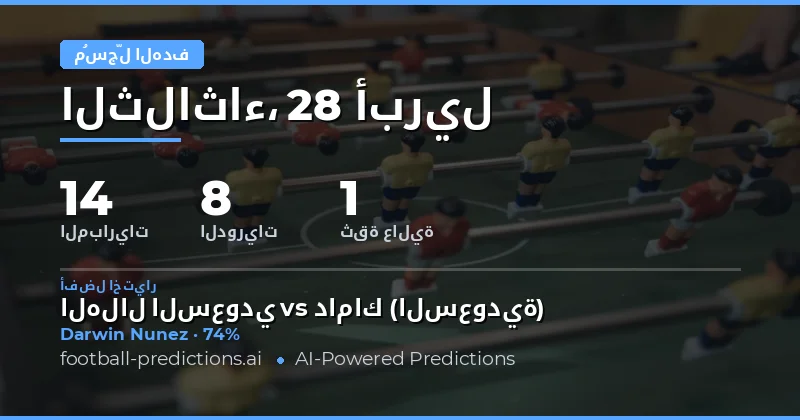 توقعات أي هداف لمباريات يوم 28 أبريل 2026