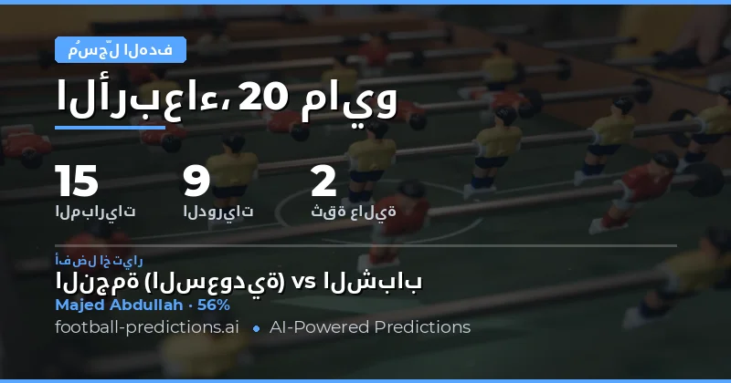 تحليل فرص التسجيل في مباريات يوم 20 مايو 2026