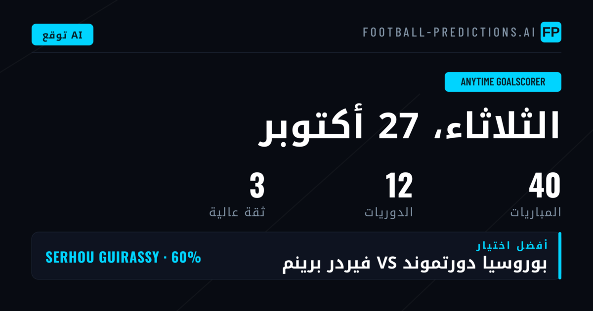 أفضل اختيارات هدّافي أي وقت اليوم — 27 أكتوبر 2026