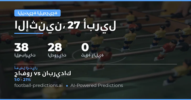 تحليل شامل لتوقعات النتيجة الدقيقة لمباريات يوم 27 أبريل 2026