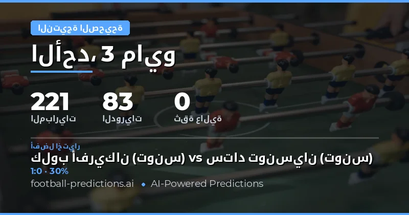 أفضل توقعات النتيجة الدقيقة لمباريات يوم 3 مايو 2026