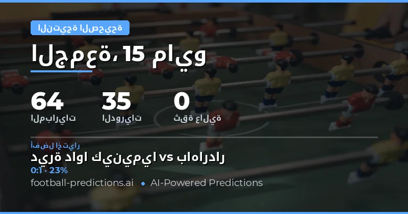 توقعات النتائج الدقيقة لمباريات كرة القدم يوم 15 مايو 2026