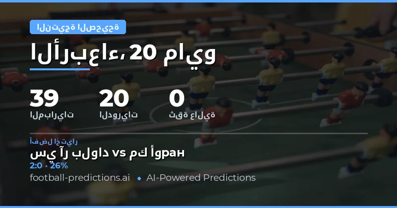 تحليل شامل لتوقعات النتائج الصحيحة لمباريات يوم 20 مايو 2026
