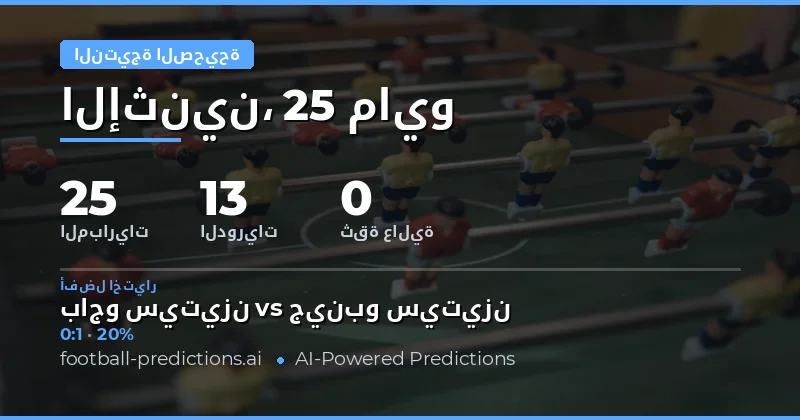 تحليل فرص الرهان على النتائج الدقيقة لمباريات 25 مايو 2026