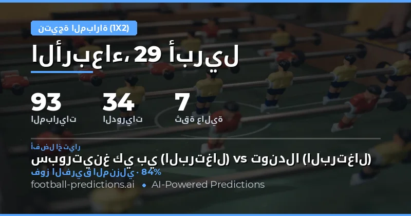 نظرة عامة على توقعات نتائج مباريات يوم 29 أبريل 2026