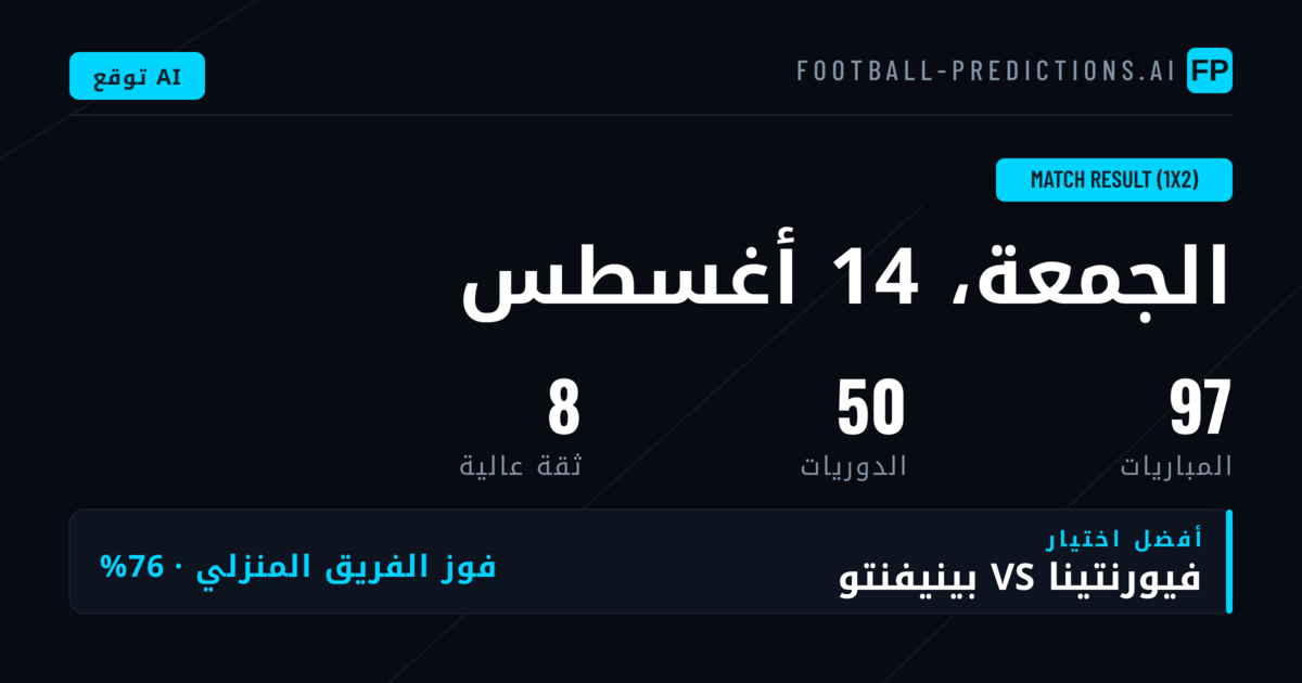 أبرز اختيارات 1X2 ليوم 14 أغسطس 2026
