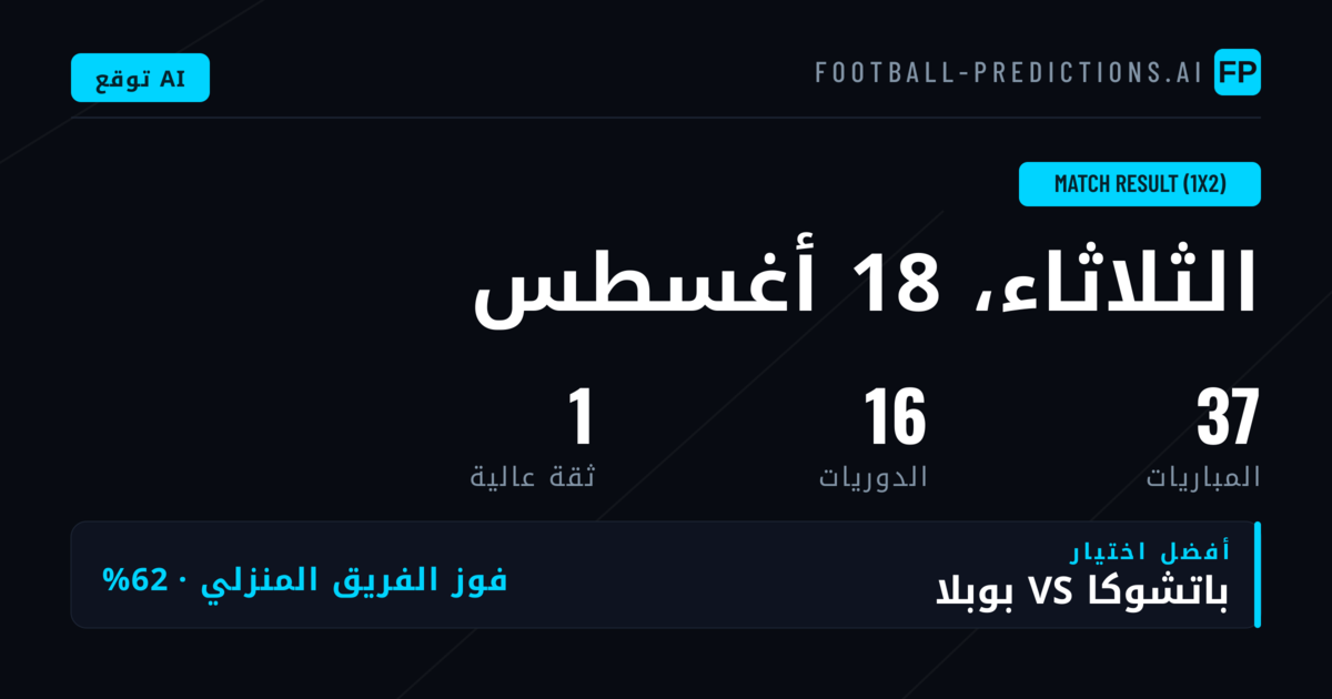 أفضل اختيارات 1X2 ليوم 18 أغسطس 2026