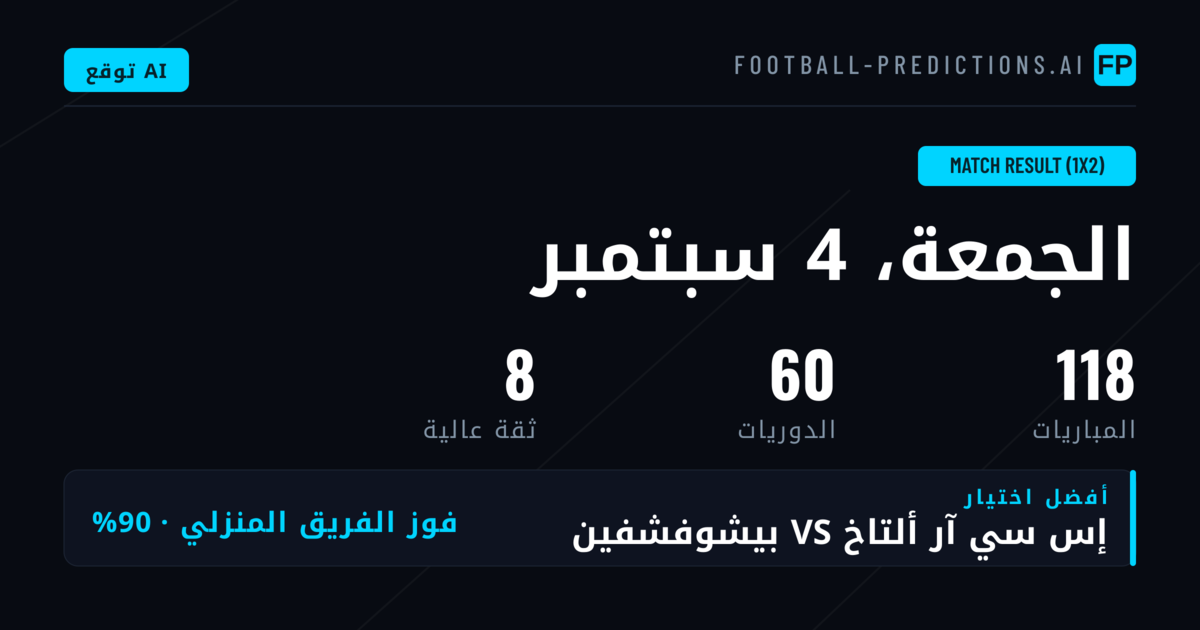 أبرز اختيارات 1X2 ليوم 4 سبتمبر 2026