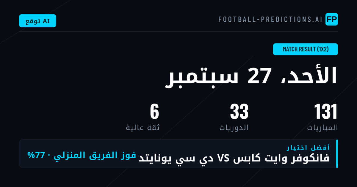 أفضل اختيارات نتيجة المباراة (1X2) ليوم 27 سبتمبر 2026