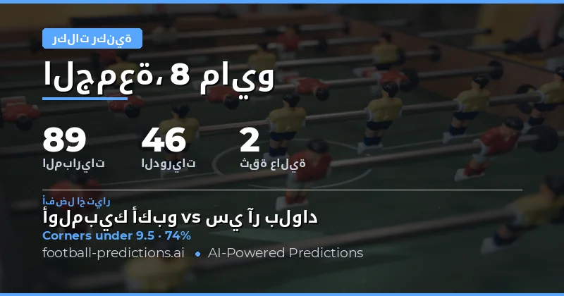 تحليل شامل لتوقعات الركنيات لمباريات يوم 8 مايو 2026