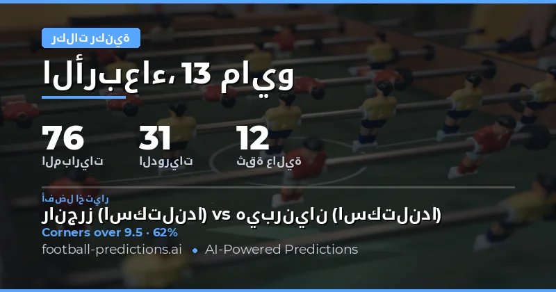 تحليل شامل لتوقعات الركنيات ليوم 13 مايو 2026