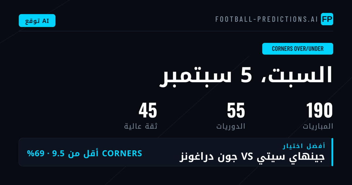 أهم اختيارات O/U ركلات الركل ليوم 5 سبتمبر 2026