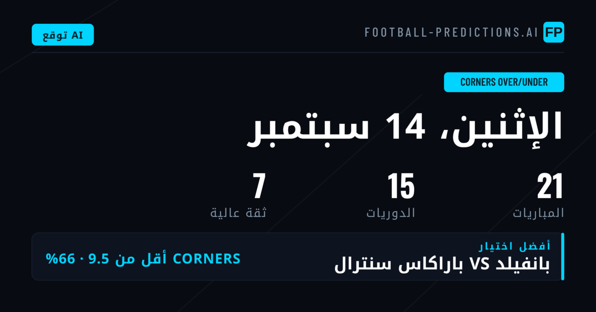 أفضل اختيارات رهان O/U ركنيات