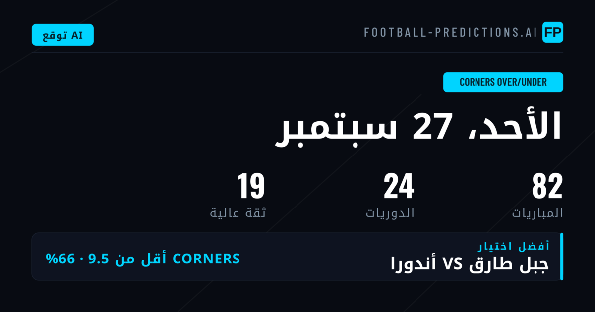 أعلى اختيارات O/U ركلات الزاوية