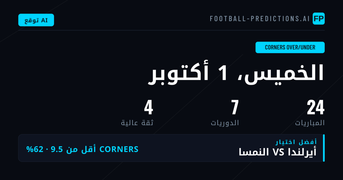 أفضل اختيارات رهانات O/U لكرات الركنية