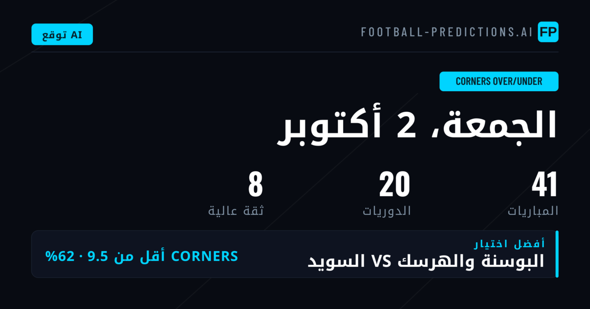 أفضل اختيارات رهانات O/U للركلات الركنية