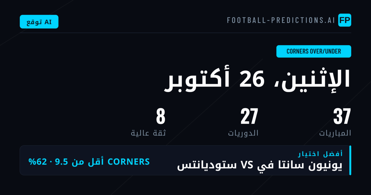 أفضل اختيارات ركنات O/U ليوم 26 أكتوبر 2026
