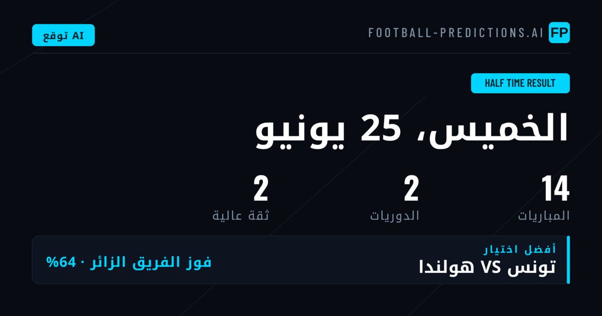 أفضل اختيارات 1X2 للشوط الأول — 25 يونيو 2026
