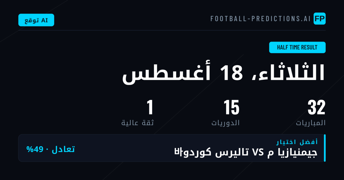 أفضل توقعات نتيجة الشوط الأول